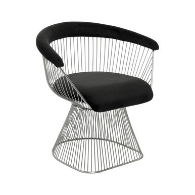 Black Velvet and Brushed Silver Chair | Anzio