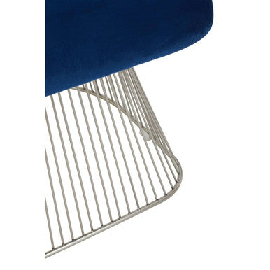 Navy Blue Velvet and Brushed Silver Chair | Anzio