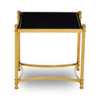 Gold Finish Base Side Table with Black Glass Top | Ackley