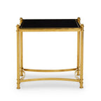 Gold Finish Base Side Table with Black Glass Top | Ackley