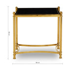 Gold Finish Base Side Table with Black Glass Top | Ackley