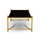 Gold Finish Base Coffee Table with Black Glass Top | Ackley