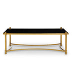 Gold Finish Base Coffee Table with Black Glass Top | Ackley