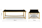 Gold Finish Base Coffee Table with Black Glass Top | Ackley