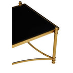 Gold Finish Base Coffee Table with Black Glass Top | Ackley