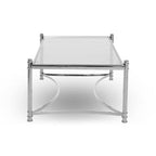 Silver Finish Base Coffee Table with Clear Glass Top | Ackley