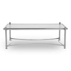 Silver Finish Base Coffee Table with Clear Glass Top | Ackley