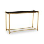 Gold Stainless Steel Base Console Table with Black Glass Top | Ackley