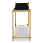 Gold Stainless Steel Base Console Table with Black Glass Top | Ackley