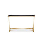 Gold Stainless Steel Base Console Table with Black Glass Top | Ackley