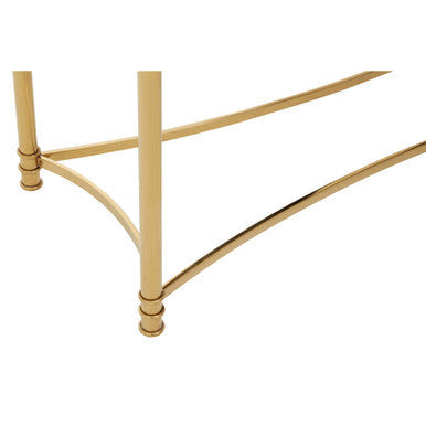 Gold Stainless Steel Base Console Table with Black Glass Top | Ackley