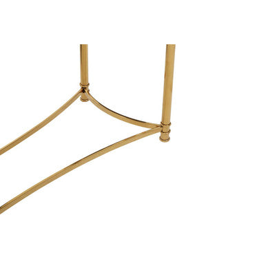 Gold Stainless Steel Base Console Table with Black Glass Top | Ackley