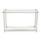 Silver Stainless Steel Base Console Table with Clear Glass Top | Ackley