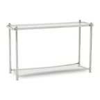 Silver Stainless Steel Base Console Table with Clear Glass Top | Ackley