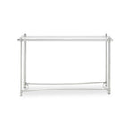 Silver Stainless Steel Base Console Table with Clear Glass Top | Ackley
