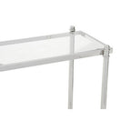 Silver Stainless Steel Base Console Table with Clear Glass Top | Ackley