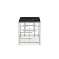 Black Marble Top Side Table with Silver Finish Geometric Stainless Steel Base | Aprilia