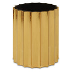 Black Glass Top and Titanium Base Round Side Table | Alvaro