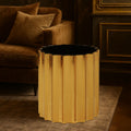 Black Glass Top and Titanium Base Round Side Table | Alvaro