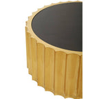 Black Glass Top and Titanium Base Round Coffee Table | Alvaro