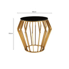 Gold Base Round Side Table with Black Glass Top | Ackley