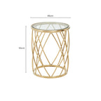 Gold Base Round Side Table with Clear Glass Top | Ackley