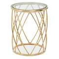 Gold Base Round Side Table with Clear Glass Top | Ackley