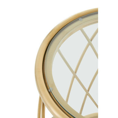 Gold Base Round Side Table with Clear Glass Top | Ackley