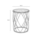 Silver Base Round Side Table with Clear Glass Top | Ackley