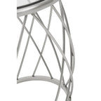 Silver Base Round Side Table with Clear Glass Top | Ackley