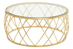 Gold Base Round Coffee Table with Clear Glass Top | Ackley