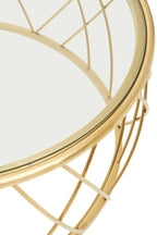 Gold Base Round Coffee Table with Clear Glass Top | Ackley