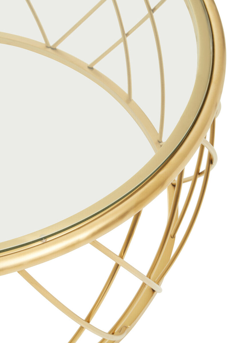 Gold Base Round Coffee Table with Clear Glass Top | Ackley