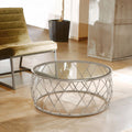 Silver Base Round Coffee Table with Clear Glass Top | Ackley