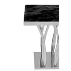 Black Marble Top Side Table with Silver Sculptural Metal Base | Arenza
