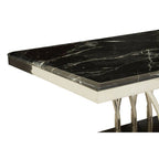 Black Marble Top Coffee Table with Intricate Silver Base | Arenza