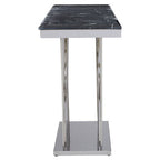 Black Marble Top Console Table with Intricate Silver Base | Arenza