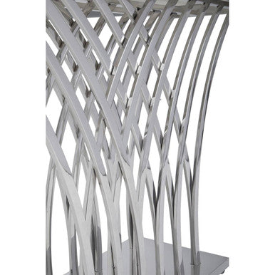 Black Marble Top Console Table with Intricate Silver Base | Arenza