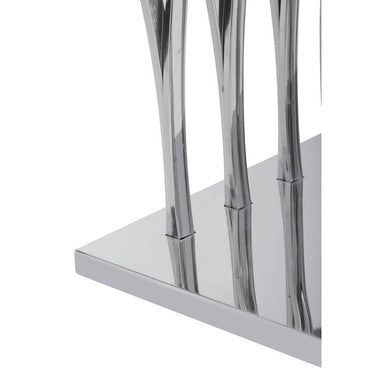 Black Marble Top Console Table with Intricate Silver Base | Arenza