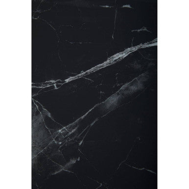 Black Marble Top Console Table with Intricate Silver Base | Arenza