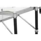 Silver and Black Metal Coffee Table with Clear Tempered Glass Top | Allessi