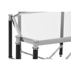 Silver and Black Chrome Finish End Table with Clear Tempered Glass Top | Allessi