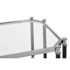 Silver and Black Chrome Finish End Table with Clear Tempered Glass Top | Allessi