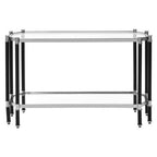Silver and Black Chrome Finish Console Table with Clear Tempered Glass Top | Allessi