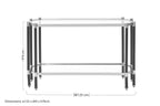Silver and Black Chrome Finish Console Table with Clear Tempered Glass Top | Allessi