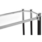 Silver and Black Chrome Finish Console Table with Clear Tempered Glass Top | Allessi