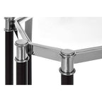 Silver and Black Chrome Finish Console Table with Clear Tempered Glass Top | Allessi