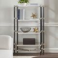 5 Shelf Unit In Silver Metal and Black Frame | Allessi