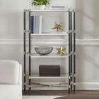 5 Shelf Unit In Silver Metal and Black Frame | Allessi