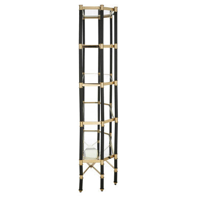 5 Shelf Unit In Champagne Finish and Black Frame | Allessi